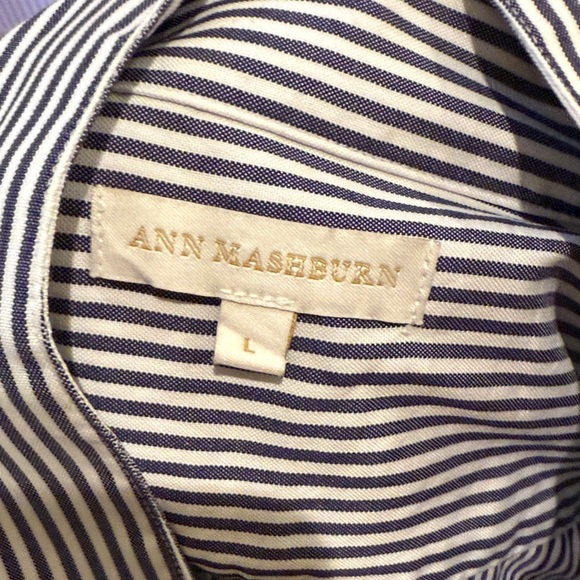 Lot of 2 Ann Mashburn Striped popover Shirts in Dark Blue and Pink - Picture 2 of 5
